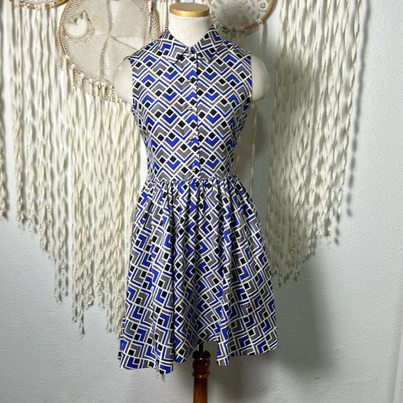 Kate Spade Lora Sleeveless Fi N Flare Collared Silk Dress Size 00 - Picture 2 of 11